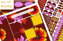 Big Happy Planner Stickers Monthly Burgundy, flowers, leaves Product Image 2