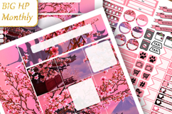 Big Monthly Planner Stickers Sakura flowers Floral background Product Image 2