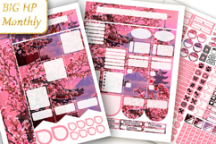 Big Monthly Planner Stickers Sakura flowers Floral background Product Image 1