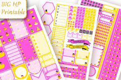 Big Planner Stickers Yellow ducklings Pink background art Product Image 2