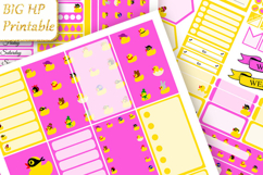 Big Planner Stickers Yellow ducklings Pink background art Product Image 1