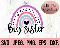 Big Sister Little Sister Rainbow SVG Matching Biggest Sister Product Image 2