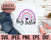 Big Sister Little Sister Rainbow SVG - Matching Sister SVG Product Image 2