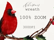 Watercolor Christmas wreath clipart with cardinal bird Product Image 4