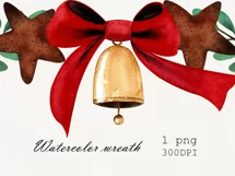 Watercolor christmas wreath clipart. Sublimation designs Product Image 3