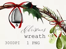 Watercolor Christmas wreath clipart with cardinal birds Product Image 2