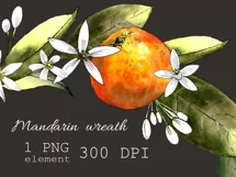 Mandarin wreath clipart. Sublimation PNG Product Image 2