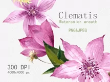 Watercolor flower wreath clipart. Sublimation designs PNG Product Image 4