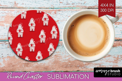 Bigfoot Xmas Round Coaster Christmas Coaster PNG Sublimation Product Image 1