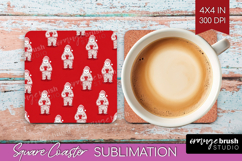 Bigfoot Xmas Square Coaster Christmas Coaster PNG Product Image 1