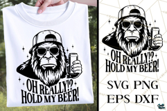 Hold My Beer | Funny SVG | Beer Drinking Bigfoot PNG Product Image 1