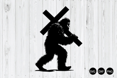 Bigfoot Carrying Cross SVG, Sasquatch SVG, Bigfoot SVG Product Image 1