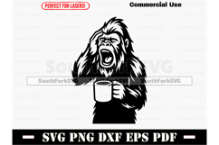 Bigfoot Drinking Coffee Design SVG PNG DXF EPS PDF Product Image 1