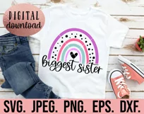 Big Sister Little Sister Rainbow SVG Matching Biggest Sister Product Image 7