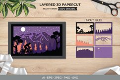 3D Shadowbox Layered Papercut Man Cycling in The Forest Product Image 1