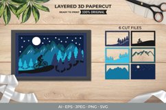 Mountain Biker Bicycling in The Forest Night 3D Papercut Product Image 1