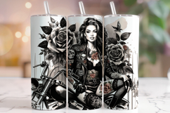 Motorcycle Girl Tumbler, Badass Tumbler Wrap, Biker Tumbler Product Image 1