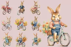 Bunnies on Bikes Clipart | Watercolor Clipart Product Image 2