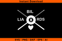 Billiards Love SVG | 8 Ball Cue Stick Pool Cut File Product Image 1