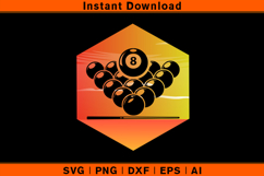 Billiards Sunset SVG | 8 Ball Pool Retro Cut File Product Image 1