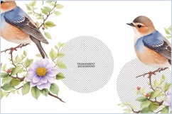 Bird on a branch flowers png clipart|Watercolor bird clipart Product Image 3