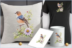 Bird on a branch flowers png clipart|Watercolor bird clipart Product Image 4