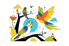 10 Colorful Tropical Bird Illustration Product Image 4