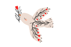 Peace Dove Folk Birds with Floral Branches &amp; Heart Product Image 3