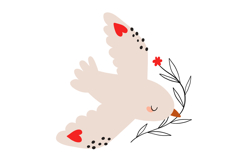 Peace Dove Folk Birds with Floral Branches &amp; Heart Product Image 5