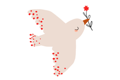 Peace Dove Folk Birds with Floral Branches &amp; Heart Product Image 6