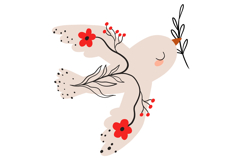 Peace Dove Folk Birds with Floral Branches &amp; Heart Product Image 7