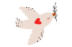 Peace Dove Folk Birds with Floral Branches &amp; Heart Product Image 8