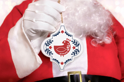 Scandinavian Arabesque Bird Ornament | Christmas SVG Product Image 2