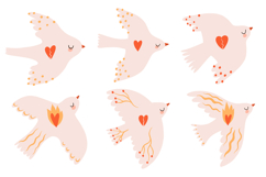 Hand Drawn Peace Dove Clipart Flying Bird PNG Product Image 1