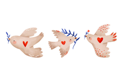 Peace Dove Clipart with Hearts and Floral Branches | Whimsic Product Image 2