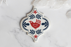 Scandinavian Arabesque Bird Ornament | Christmas SVG Product Image 3