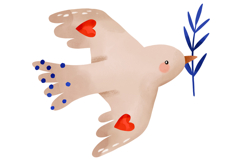 Peace Dove Clipart with Hearts and Floral Branches | Whimsic Product Image 3