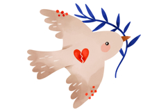Peace Dove Clipart with Hearts and Floral Branches | Whimsic Product Image 4