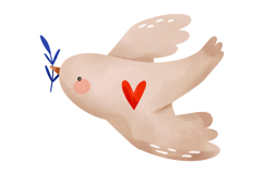 Peace Dove Clipart with Hearts and Floral Branches | Whimsic Product Image 6