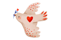 Peace Dove Clipart with Hearts and Floral Branches | Whimsic Product Image 8