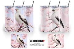 Bird and Cherry Blossoms | Tumbler Sublimation Wrap Product Image 2