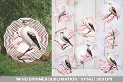 Bird and Cherry Blossoms Wind Spinner | Sublimation Spinner Product Image 1