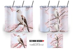 Bird and Cherry Blossoms | Tumbler Sublimation Wrap Product Image 3