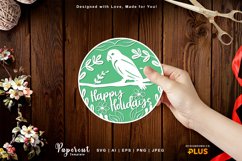 Bird with Leaves Ornament Round Papercut Product Image 1