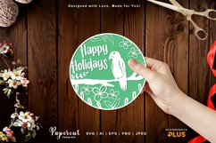Bird on Branch with Floral Ornament Round Papercut Product Image 1