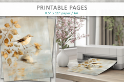 vintage bird junk journal, paint texture art Product Image 4