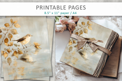 vintage bird junk journal, paint texture art Product Image 5
