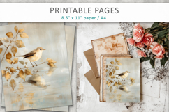vintage bird junk journal, paint texture art Product Image 7