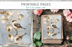 bird junk journal paper, paint texture art Product Image 1