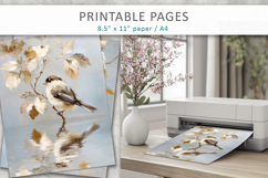 bird junk journal paper, paint texture art Product Image 4